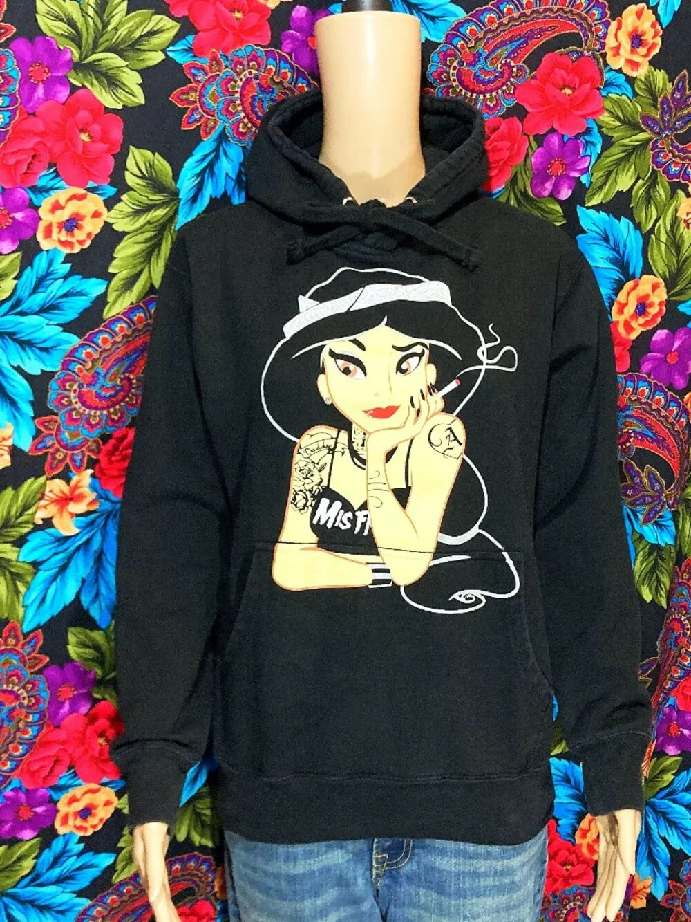 WOMEN'S TEN HOODIE SWEATSHIRT JASMINE PUNK EMO GOTH HOODED SWEATER SIZE SMALL